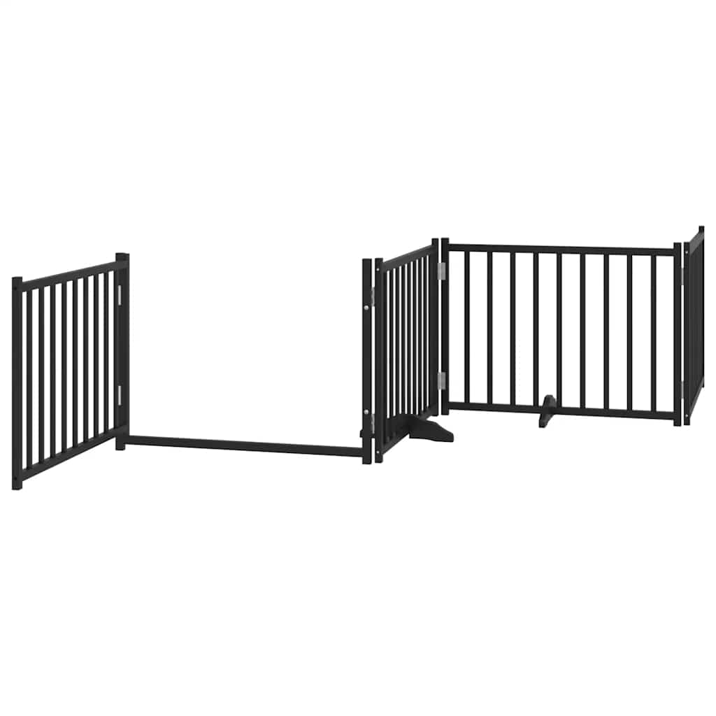 Dog Gate with Door Foldable 12 Panels Black 960 cm Poplar Wood