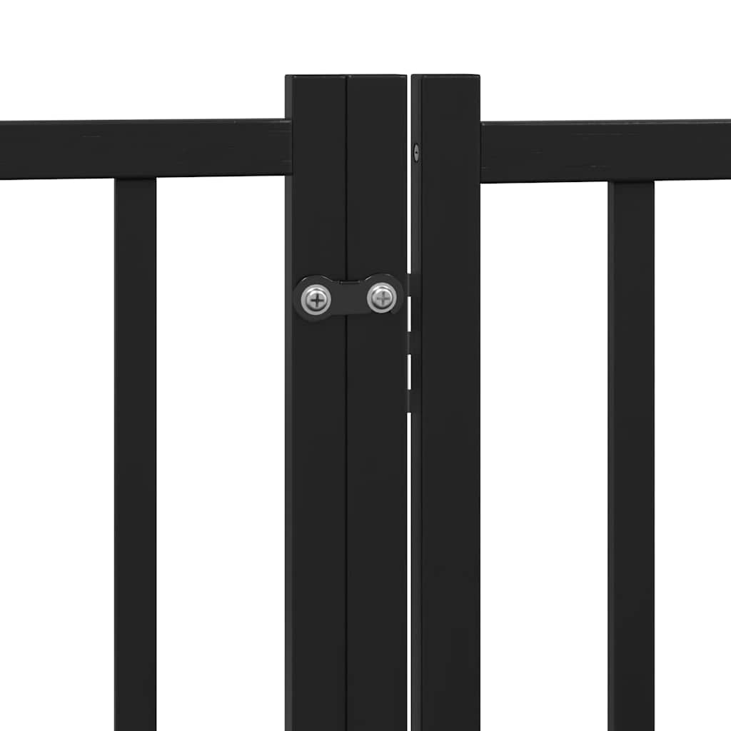 Dog Gate with Door Foldable 12 Panels Black 960 cm Poplar Wood