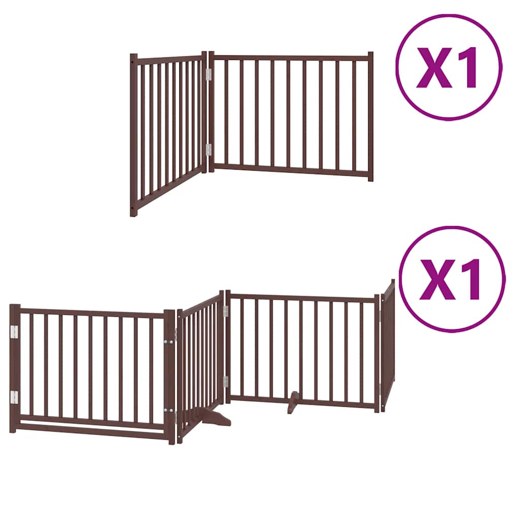 Dog Gate with Door Foldable 6 Panels Brown 480 cm Poplar Wood