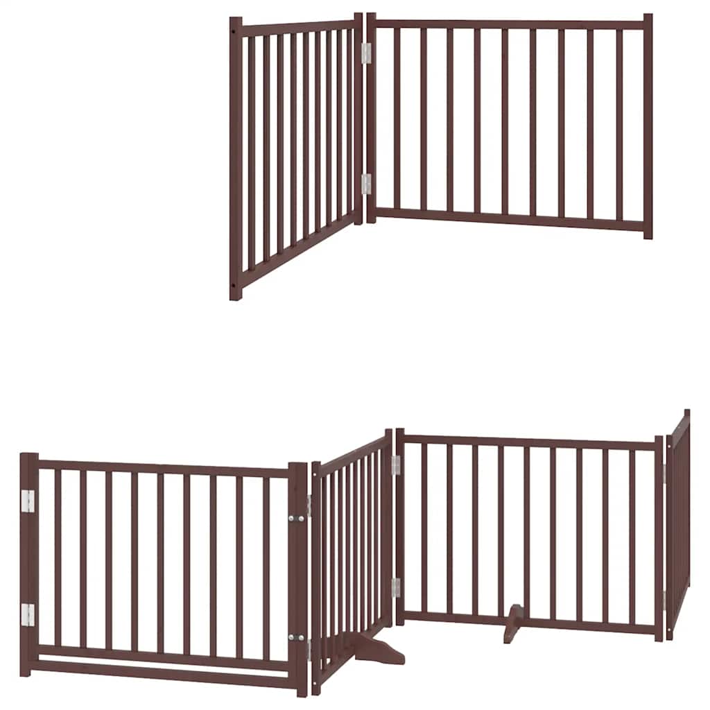 Dog Gate with Door Foldable 10 Panels Brown 800 cm Poplar Wood