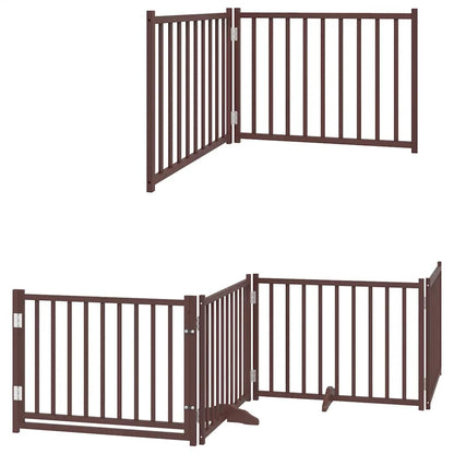 Dog Gate with Door Foldable 10 Panels Brown 800 cm Poplar Wood
