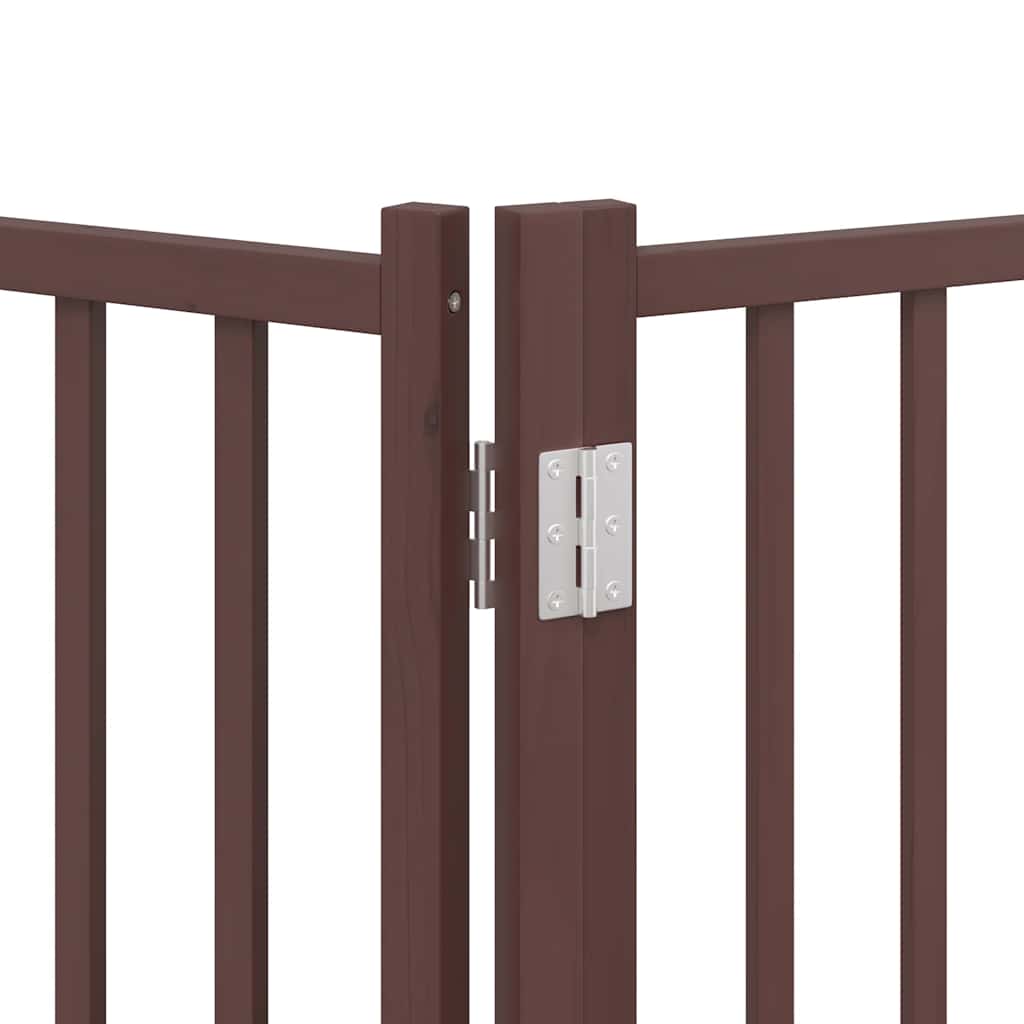 Dog Gate with Door Foldable 10 Panels Brown 800 cm Poplar Wood