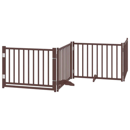 Dog Gate with Door Foldable 12 Panels Brown 960 cm Poplar Wood