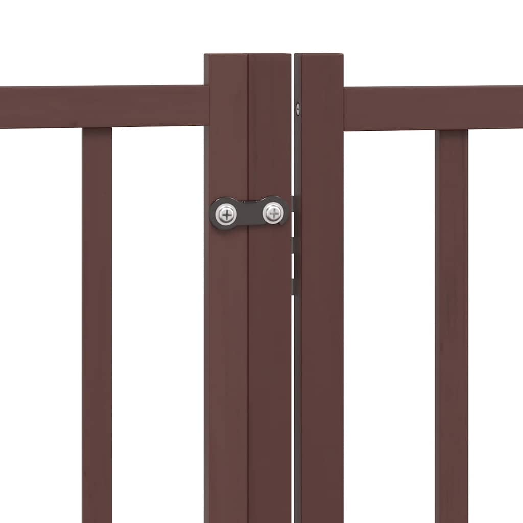 Dog Gate with Door Foldable 6 Panels Brown 480 cm Poplar Wood