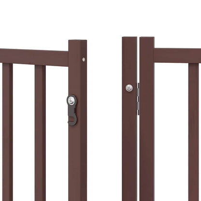 Dog Gate with Door Foldable 6 Panels Brown 480 cm Poplar Wood
