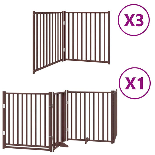 Dog Gate with Door Foldable 10 Panels Brown 800 cm Poplar Wood