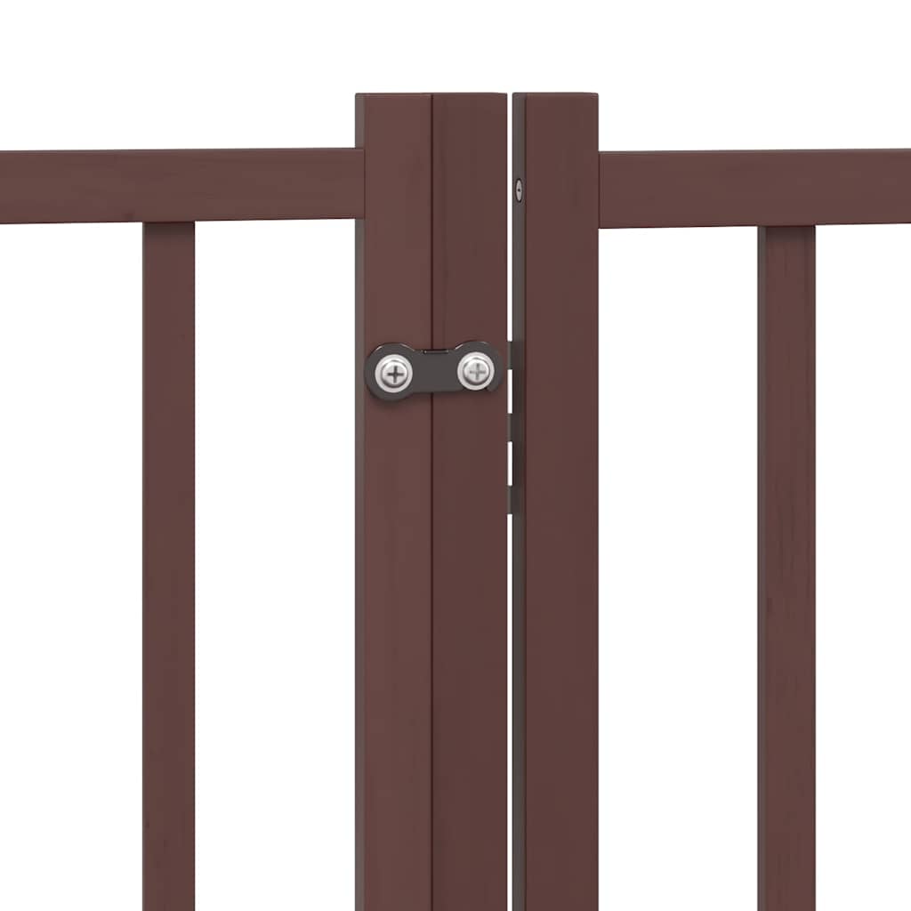 Dog Gate with Door Foldable 10 Panels Brown 800 cm Poplar Wood