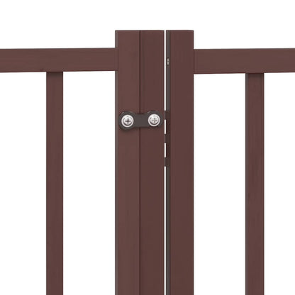 Dog Gate with Door Foldable 12 Panels Brown 960 cm Poplar Wood