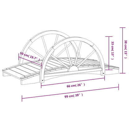 Garden Bridge with Half-wheel 99x50x38 cm Solid Wood Fir