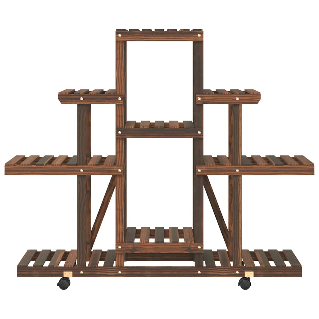 Flower Stand with Wheels 110x25x101 cm Solid Wood Fir