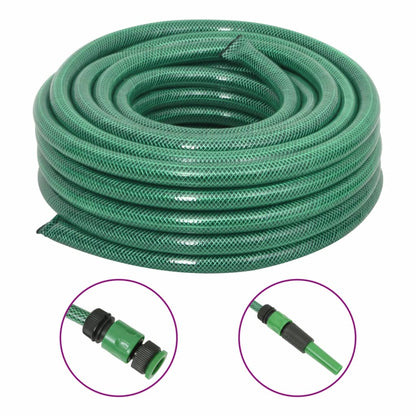 Garden Hose with Fitting Set Green 0.75" 30 m PVC