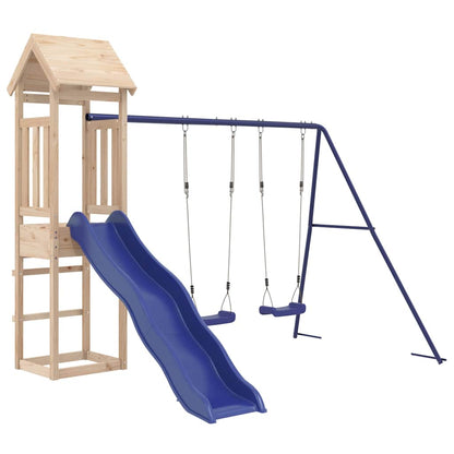 Outdoor Playset | Blue, Pine | Solid Pine Wood, Polypropylene | Large
