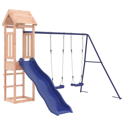 Outdoor Playset | Natural wood, Blue | Solid Douglas Fir wood | Large