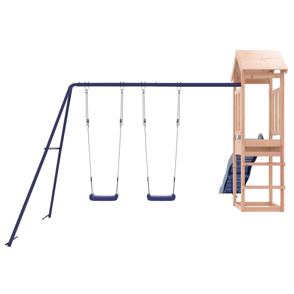 Outdoor Playset | Natural wood, Blue | Solid Douglas Fir wood | Large