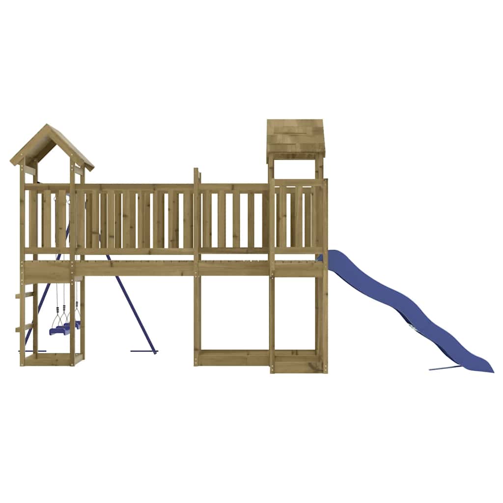 Outdoor Playset | Pine and Blue | Treated Pinewood, Polypropylene | Large