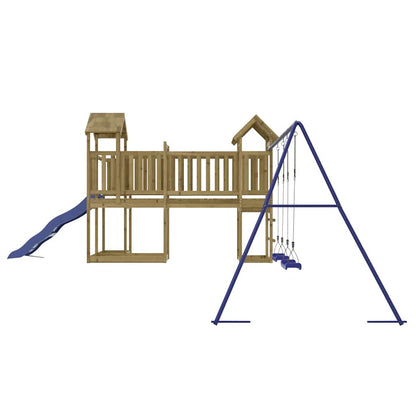Outdoor Playset | Pine and Blue | Treated Pinewood, Polypropylene | Large