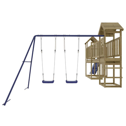 Outdoor Playset | Pine and Blue | Treated Pinewood, Polypropylene | Large