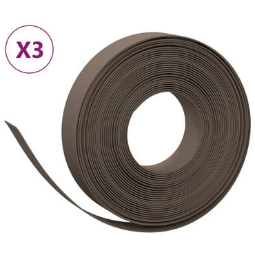 Garden Edgings 3 pcs Brown 10 m 10 cm Polyethylene