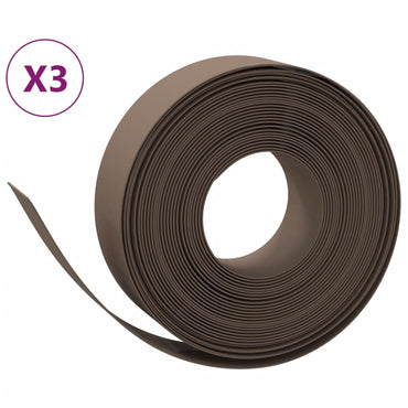 Garden Edgings 3 pcs Brown 10 m 15 cm Polyethylene