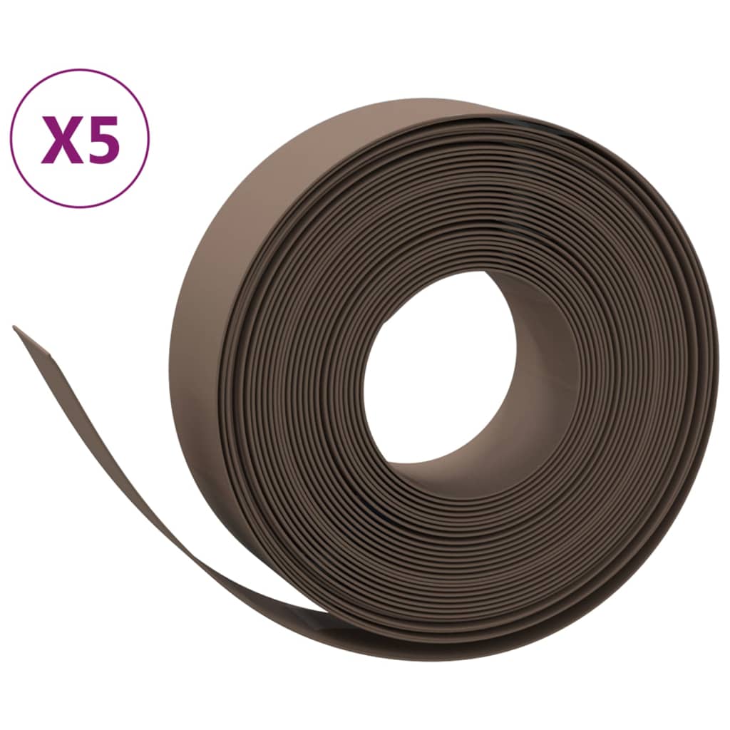 Garden Edgings 5 pcs Brown 10 m 15 cm Polyethylene