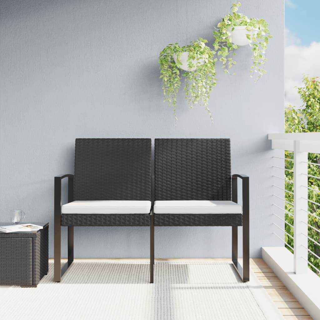 2-seater Garden Bench Black and anthracite