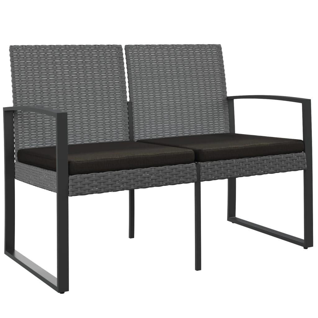 2-seater Garden Bench Dark Grey Polypropylene with rattan effect
