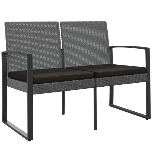 2-seater Garden Bench Dark Grey Polypropylene with rattan effect