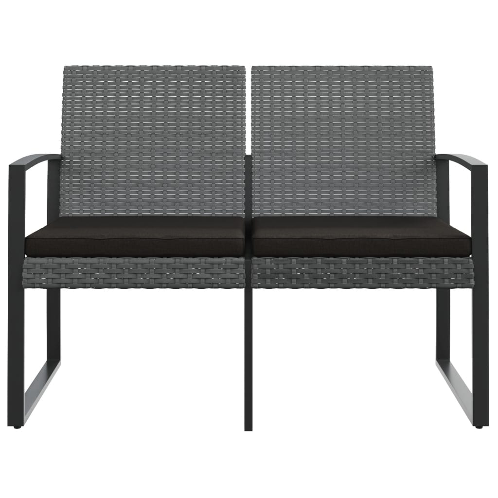 2-seater Garden Bench Dark Grey Polypropylene with rattan effect