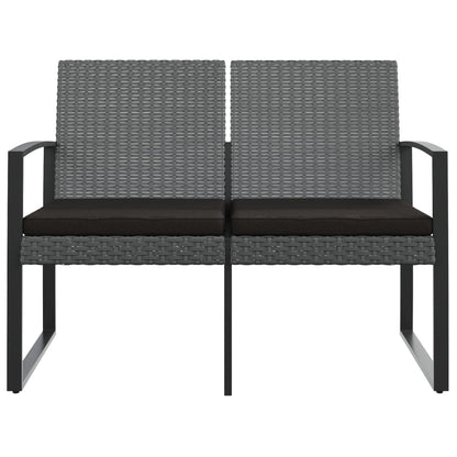 2-seater Garden Bench Dark Grey Polypropylene with rattan effect
