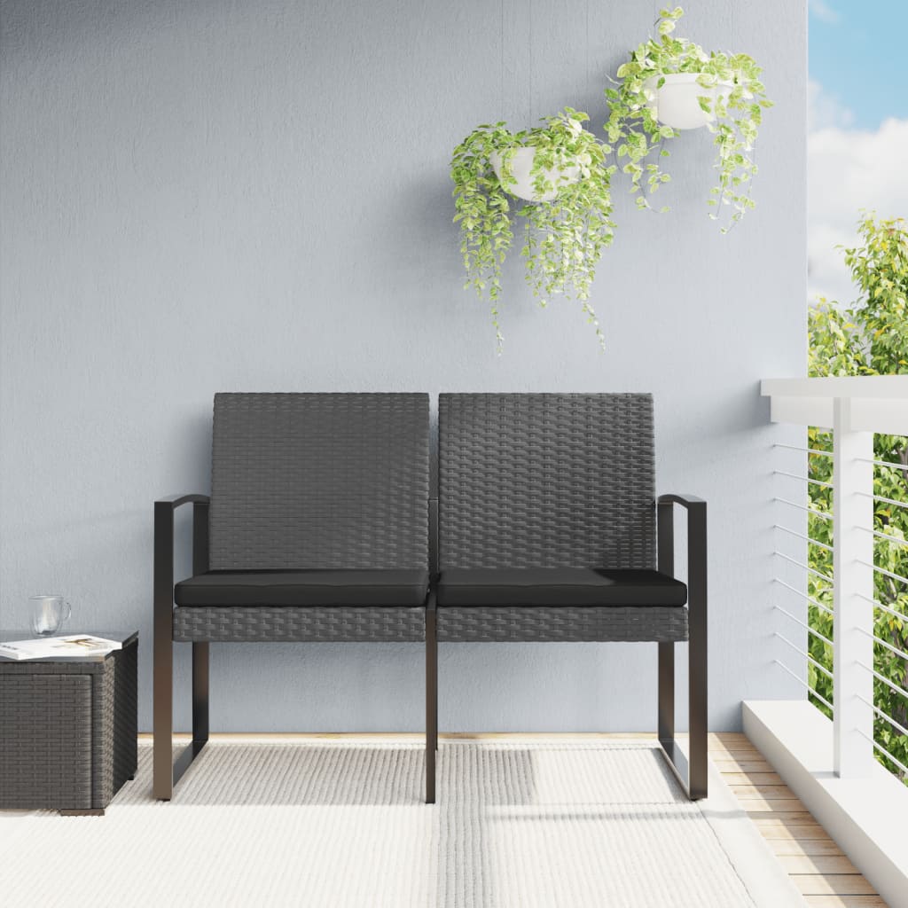 2-seater Garden Bench Dark Grey Polypropylene with rattan effect