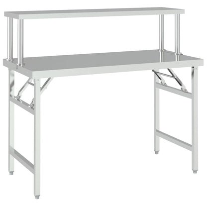 Kitchen Work Table with Overshelf 120x60x115 cm Stainless Steel