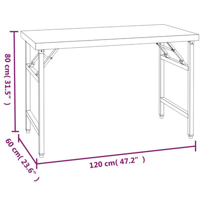 Kitchen Work Table with Overshelf 120x60x115 cm Stainless Steel