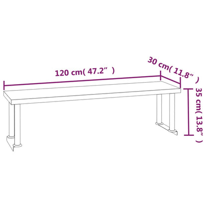 Kitchen Work Table with Overshelf 120x60x115 cm Stainless Steel