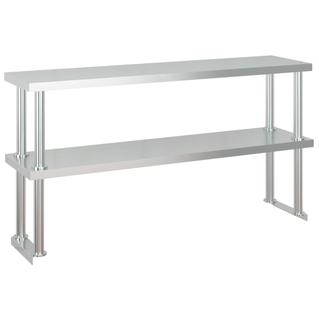 Kitchen Work Table with Overshelf 120x60x145 cm Stainless Steel