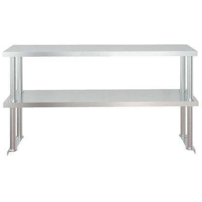 Kitchen Work Table with Overshelf 120x60x145 cm Stainless Steel