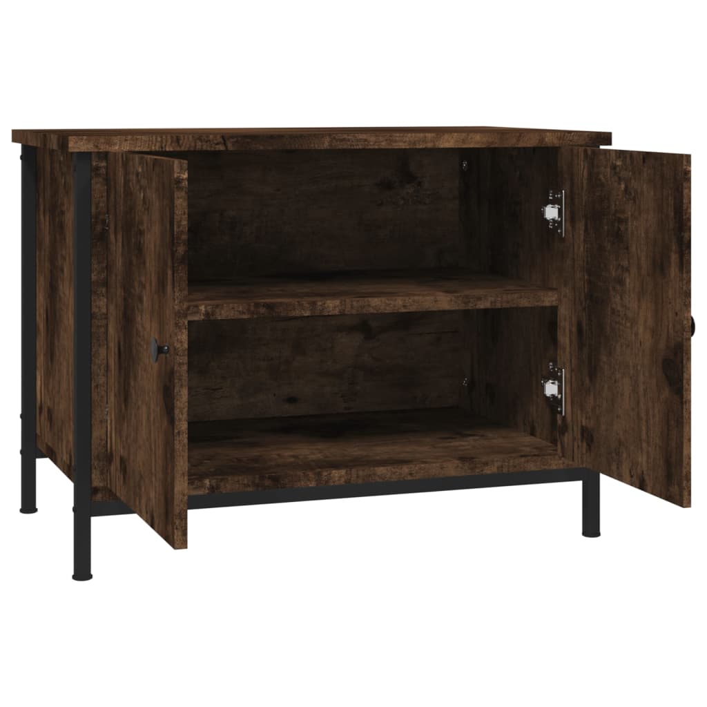 TV Cabinet with Doors Smoked Oak 60x35x45 cm Engineered Wood