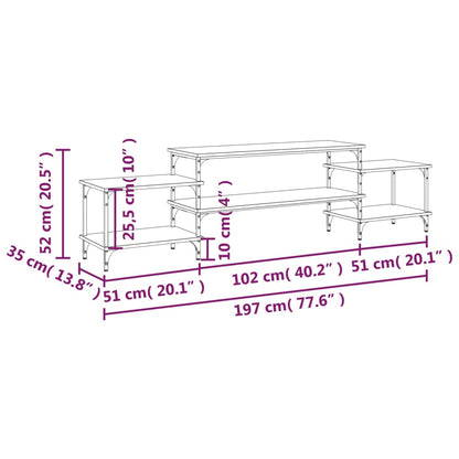 TV Cabinet Smoked Oak 197x35x52 cm Engineered Wood