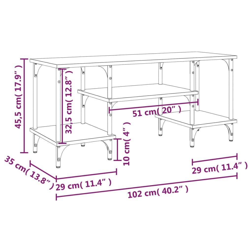 TV Cabinet Sonoma Oak 102x35x45.5 cm Engineered Wood