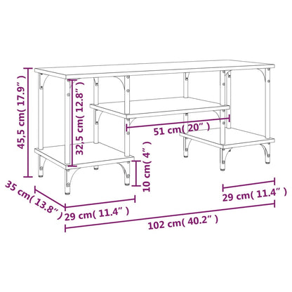 TV Cabinet Smoked Oak 102x35x45.5 cm Engineered Wood
