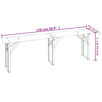 3 Piece Folding Beer Table Set Solid Wood Fir