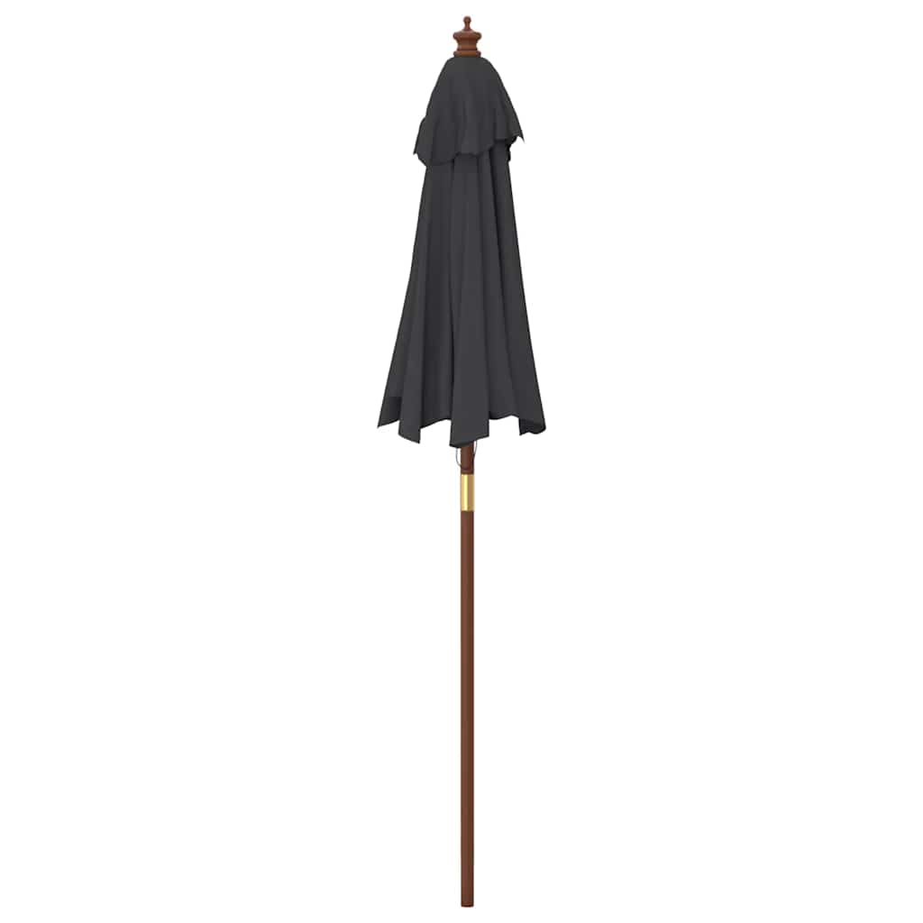 Garden Parasol with Wooden Pole Black 196x231 cm