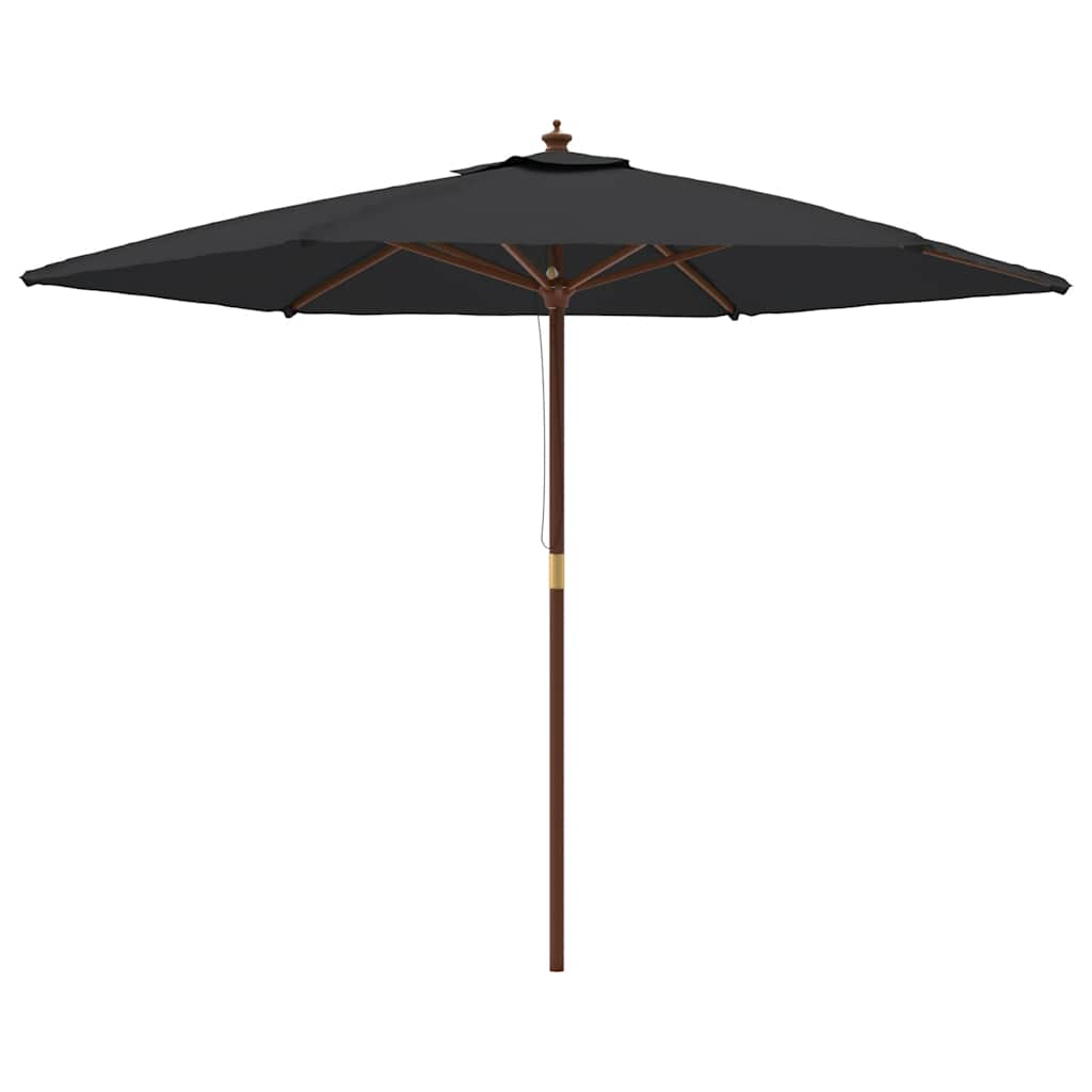 Garden Parasol with Wooden Pole Black 299x240 cm