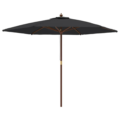 Garden Parasol with Wooden Pole Black 299x240 cm
