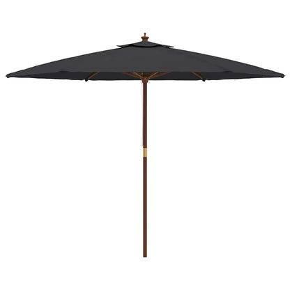 Garden Parasol with Wooden Pole Black 299x240 cm