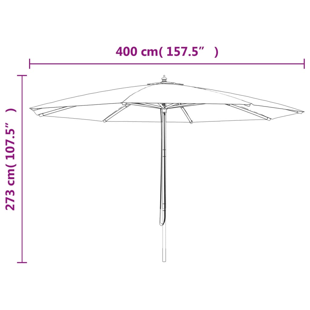Garden Parasol with Wooden Pole Sand 400x273 cm