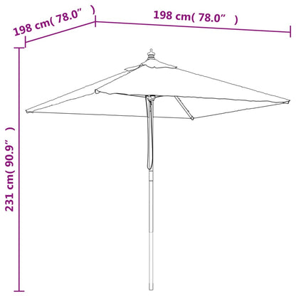 Garden Parasol with Wooden Pole Sand 198x198x231 cm