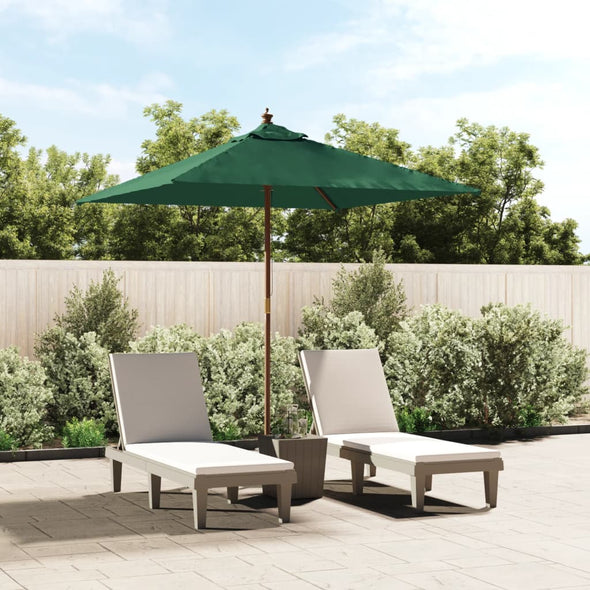Garden Parasol with Wooden Pole Green 198x198x231 cm