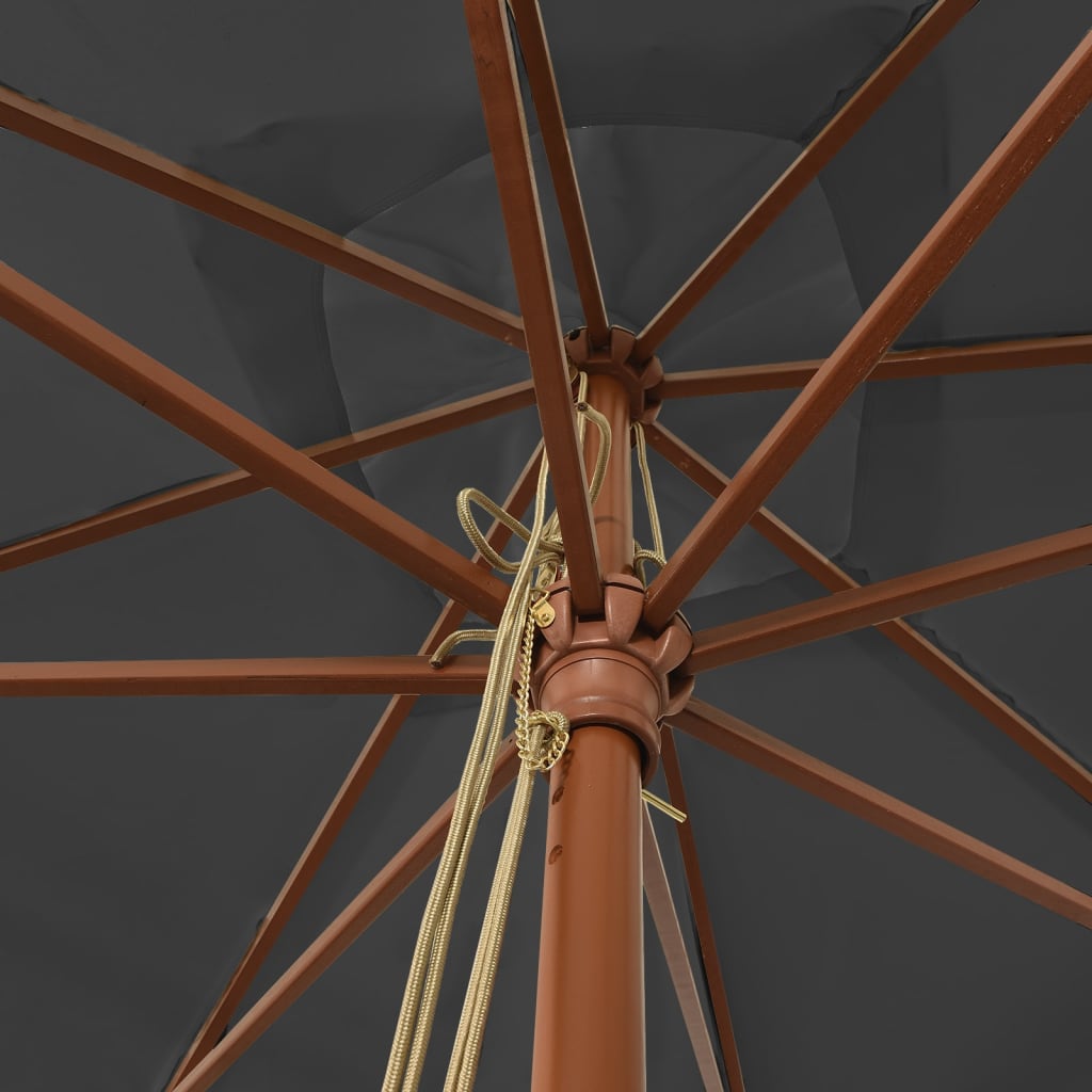 Garden Parasol | Anthracite | Polyester, Solid hardwood, Laminated bamboo