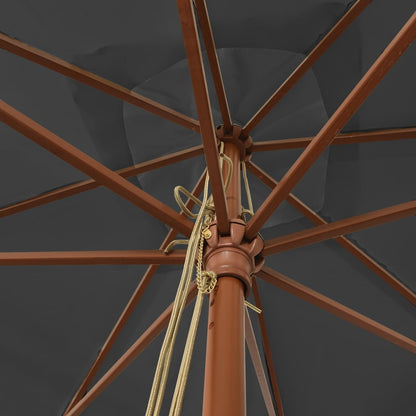 Garden Parasol | Anthracite | Polyester, Solid hardwood, Laminated bamboo