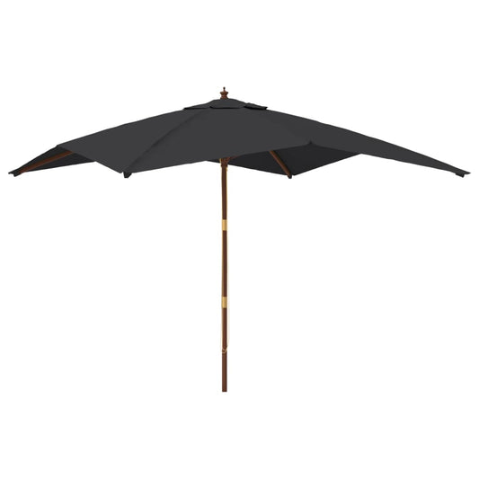 Garden Parasol | Black | Polyester, Hardwood | UV-resistant materials